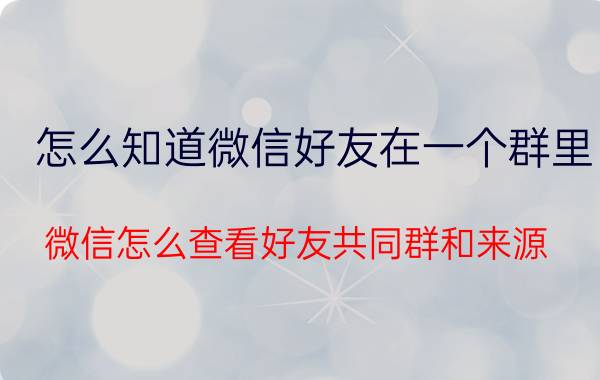 怎么知道微信好友在一个群里 微信怎么查看好友共同群和来源？